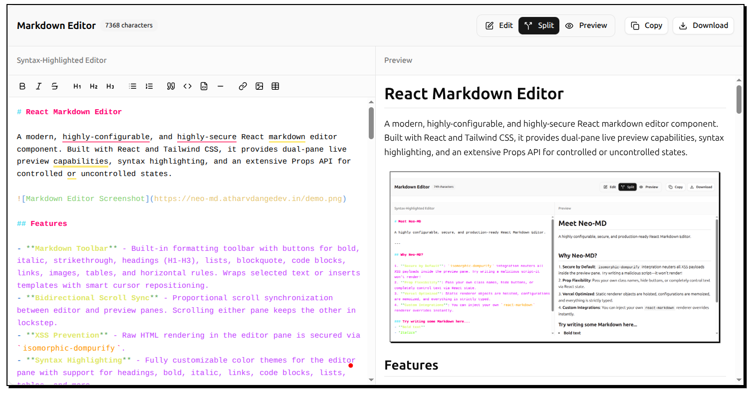 Markdown Editor Screenshot